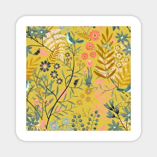 Garden of birds and butterflies mustard Magnet