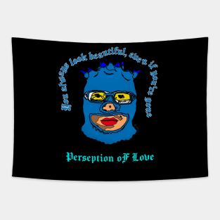 Blue Balaclava Mask With Quote Tapestry