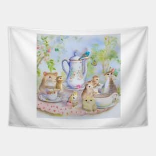 Cute tea party, children illustration Tapestry