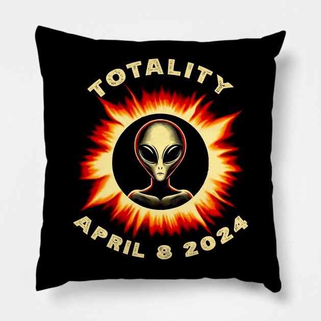 Totality 2024 Alien Encounter T-Shirt – Sci-Fi Eclipse Tee Pillow by Klimek Prints