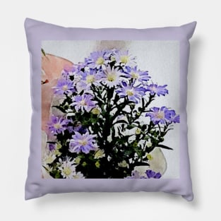 purple daisy flowers(watercolor painting) Pillow