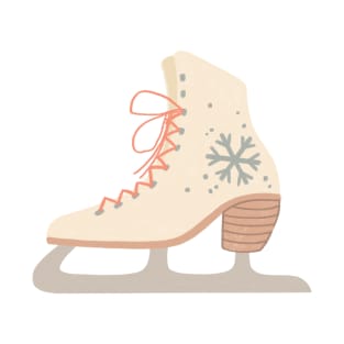 Cute Winter Ice Skate Pattern with Snowflakes T-Shirt