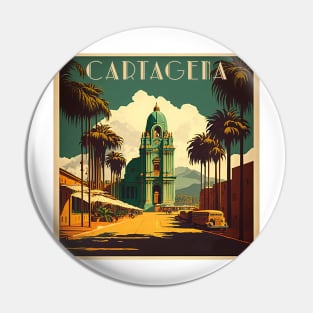 Cartagena Colombia Vintage Travel Art Poster Pin