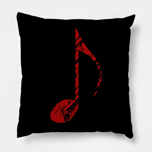 Cool Grunge Music Note Red Pillow by Mi Bonita Designs