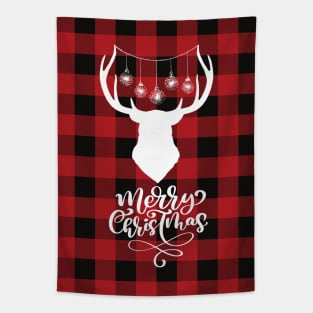 Merry Christmas Deer Head Tapestry