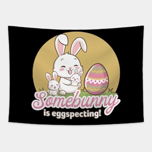 Somebunny Is Eggspecting Cute Pregnancy Reveal Design Tapestry