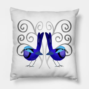 Silver and Blue Fairy-wren Pillow