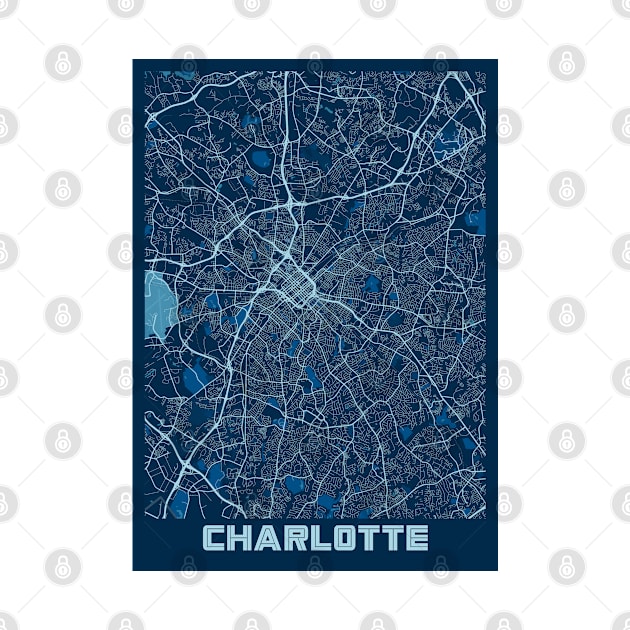 Charlotte - North Carolina Peace City Map by tienstencil