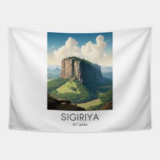 A Vintage Travel Illustration of Sigiriya - Sri Lanka Tapestry