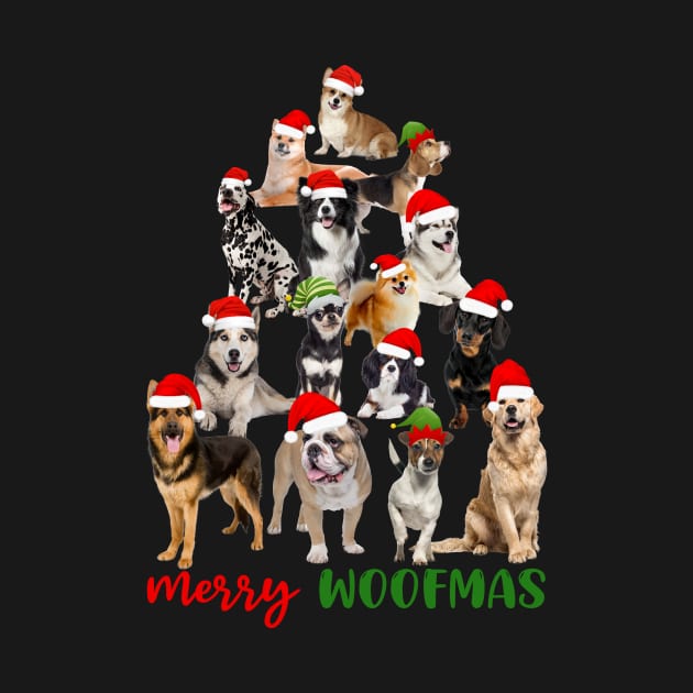 Funny Merry Woofmas Christmas Dog Tree by Magazine