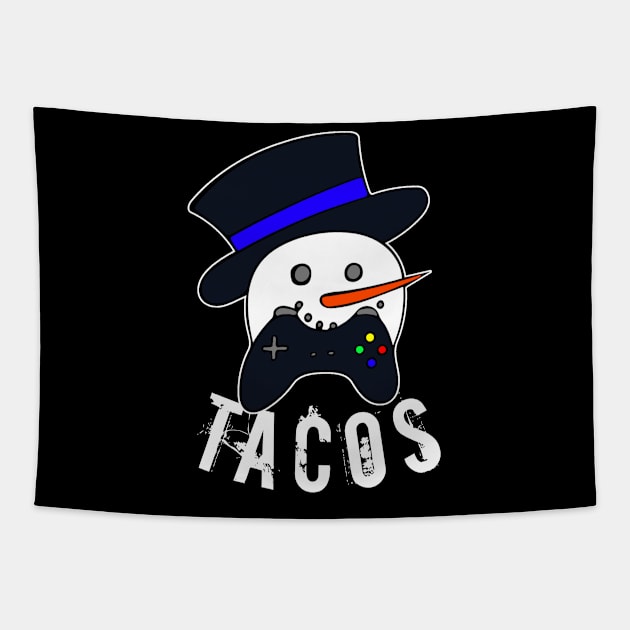 Snowman Gamer Face Tacos Tapestry by MaystarUniverse