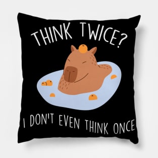 Capybara Mandarin Orange Think Twice Pillow