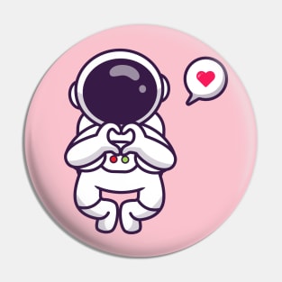 Cute Astronaut Flying With Love Sign Hand Pin