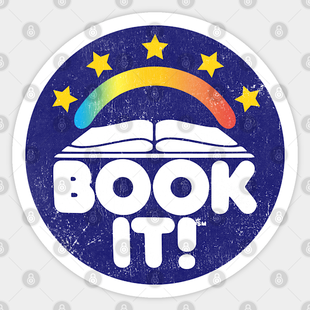 Book It! Pizza Hut program inspired distressed vintage, Kelly Design Company - Book It Pizza Hut - Sticker