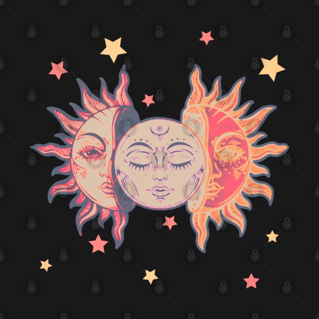 Star child of the moon and sun (black bg, matte 1 version) by VantaTheArtist