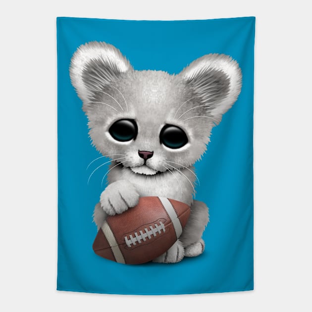 White Lion Cub Playing With Football Tapestry by jeffbartels