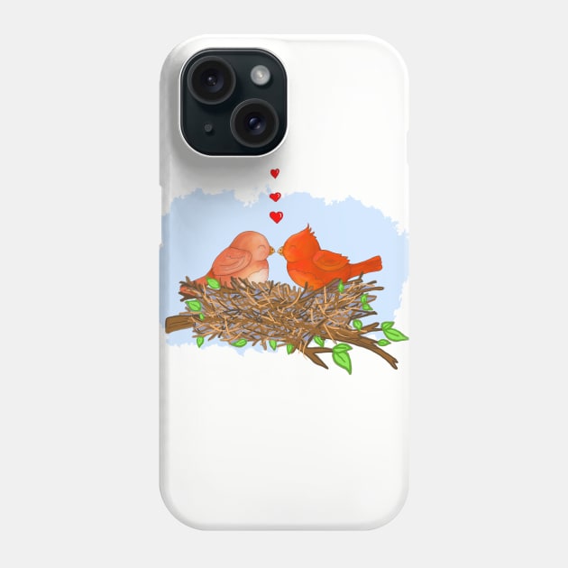 Cardinal Love Birds Phone Case by Julie Townsend Studio