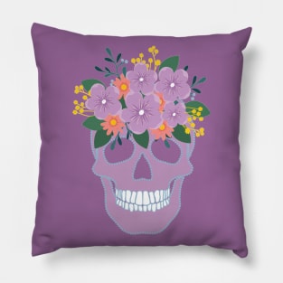 Skull and Flowers Pillow