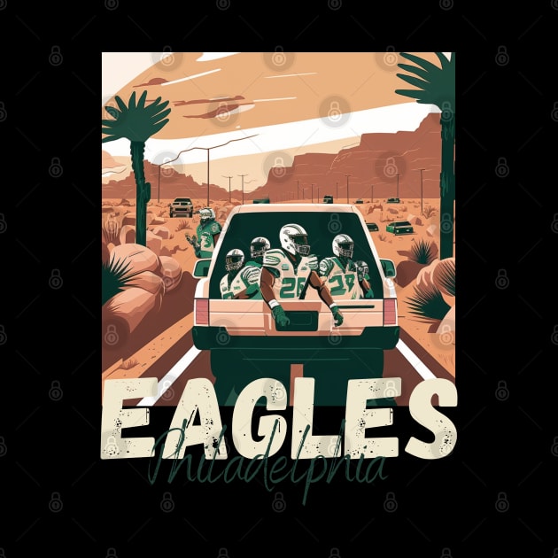 Philadelphia eagles football player graphic design cartoon style beautiful artwork by Nasromaystro