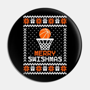 Merry Swishmas Basketball Ugly Sweater Pin