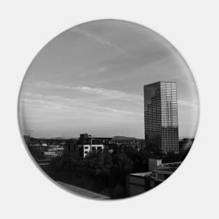 Portland City Skyline - Black and White Pin