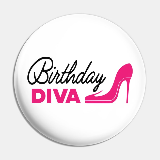 Birthday Diva Pin by KC Happy Shop