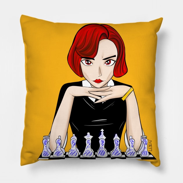 Beth the queen’s gambit in chessmaster Anya style Pillow by jorge_lebeau