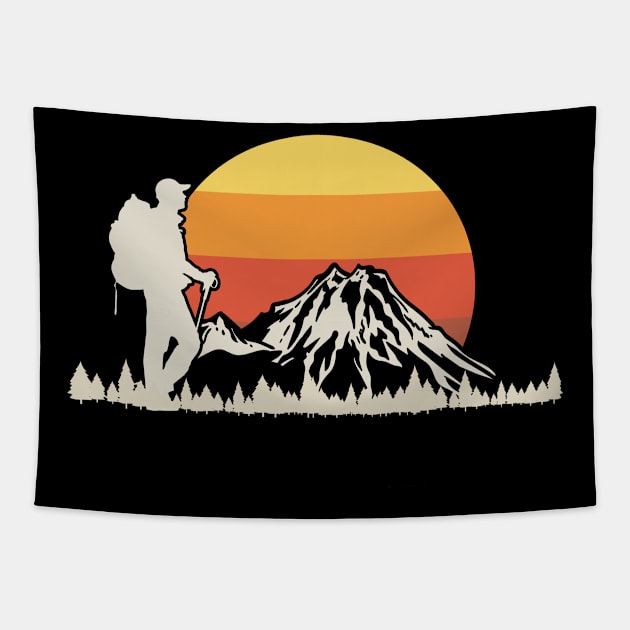 Hiking, Hiker, Mountain Tapestry by KAWAIITEE