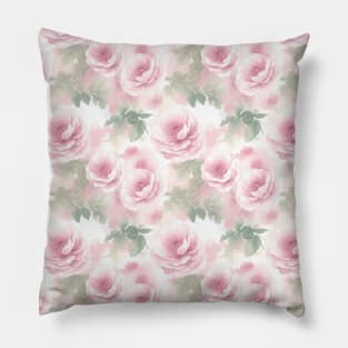 Elegant  Watercolor Pink Roses Background Pillow