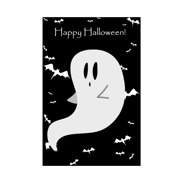 "Happy Halloween" Cute Ghost by saradaboru