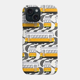 Lisbon trams // Portuguese Rossio cobblestone inspiration background lemon lime and marigold transport Phone Case