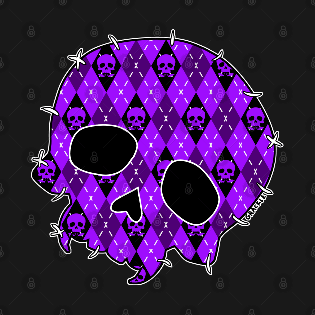 Purple Argyle Skull by Jan Grackle