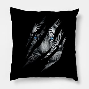 Cat Eye of the Fearless Tiger Silhouette Pillow