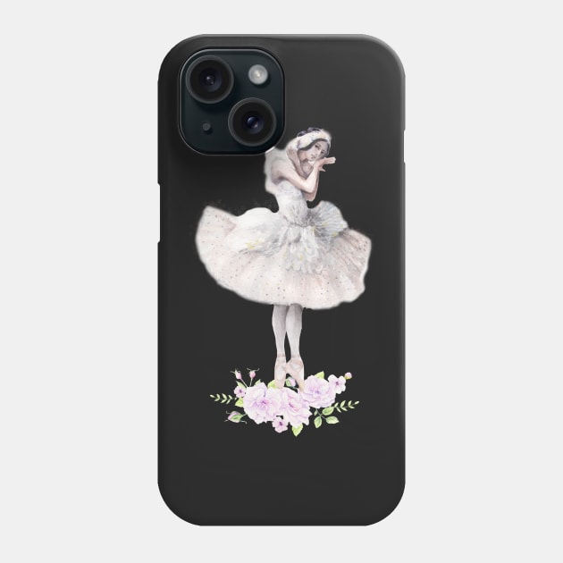 white swan Ballerina Phone Case by sharanarnoldart