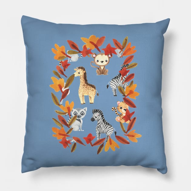 Cute Tropical Animals Pillow by FunnyMoonCosmic