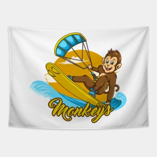 Surfing Monkey Tapestry