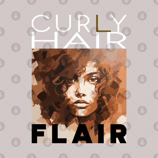 Curly hair flair style C - white text by merchbykaez