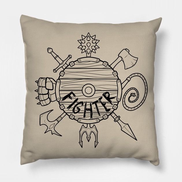 Fighter Class - Black Design Pillow by CliffeArts