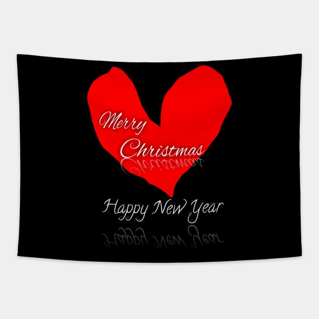 merry christmas happy new year Tapestry by Ghani Store