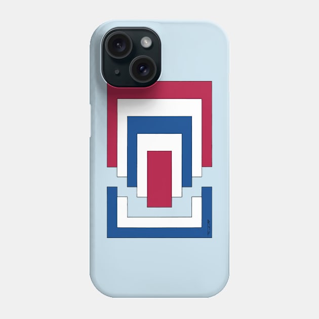 Rectangle Abstract in Red, White, and Blue Phone Case by AzureLionProductions