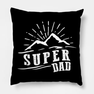 Fathers Day Super Dad Vintage Summer Mountains Pillow