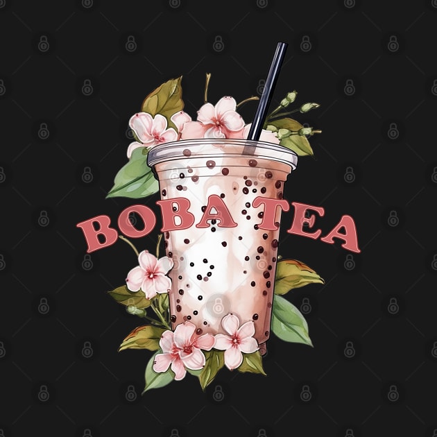 BOBA TEA - Bubble tea - flowers and boba by OurCCDesign