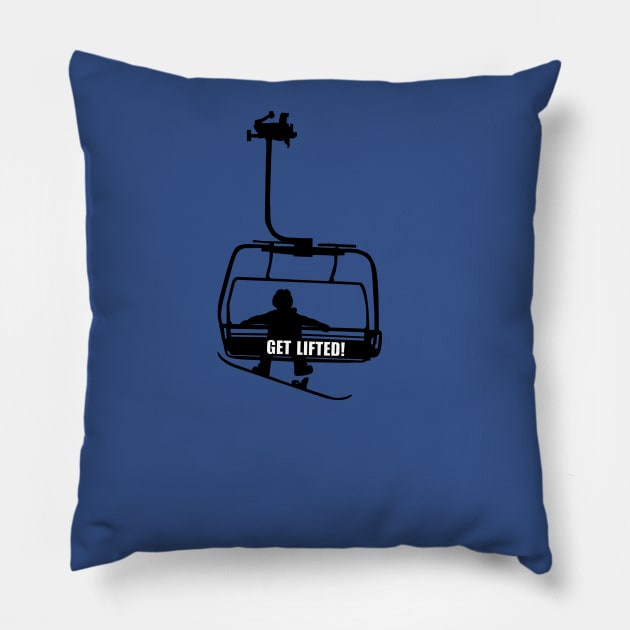 Get Lifted Ski/Snowboarding chairlift Silhouette Pillow by ACGraphics