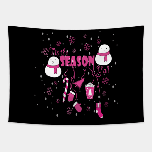 Tis the Season New Year Pink Vibes Cute Holiday Gift Tapestry