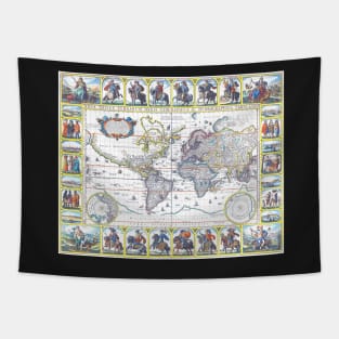 World map wall art 1652 dorm decor mappemonde Art Print Tapestry