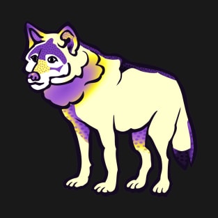 Nonbinary Pride Cartoon Wolf T-Shirt