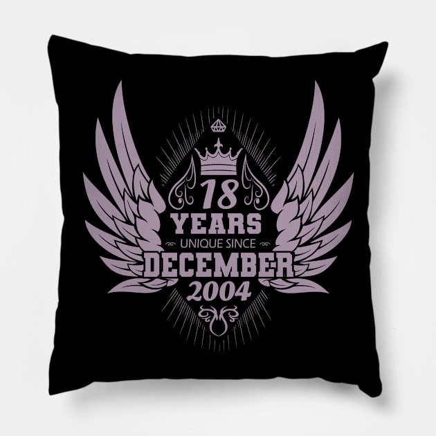 Unique since December 2004 18th birthday angel wings Pillow by HBfunshirts