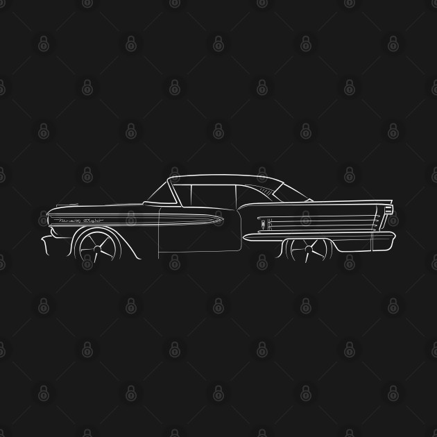 front/profile - 1958 Oldsmobile Ninety Eight - stencil, white by mal_photography