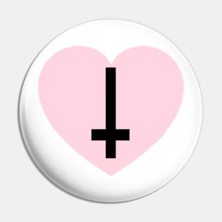 Pink and Black Cross Heart Pin