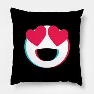 TikTok lovely eyes heart emoji smiley White Pillow